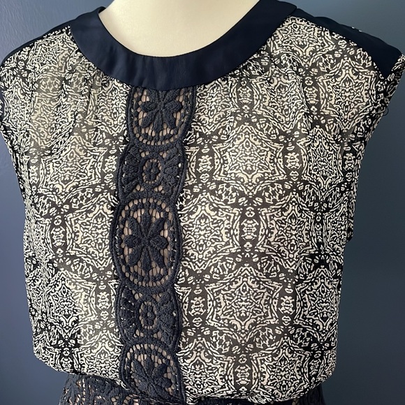 BCBG MaxAzria, Aymeline, sleeveless dress, dark ink navy combo fabric - Picture 7 of 15